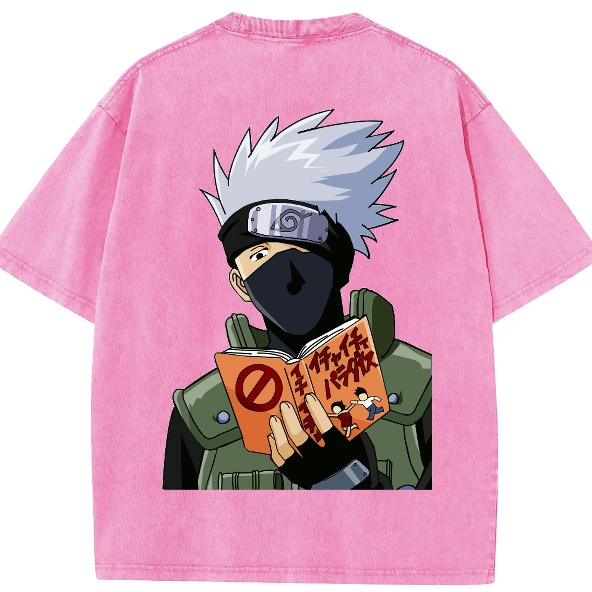 （画像用） NARUTO -ナルト- はたけ カカシ Hatake Kakashi 綿100% ヴィンテージ風 半袖Tシャツ（背面プリント）